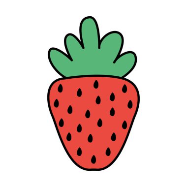 çizgi rengi organik çilek lezzetli meyve beslenme vektör çizim