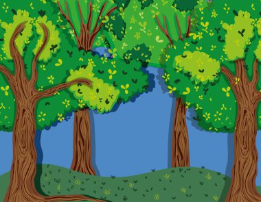 Güzel orman doğa manzara vektör çizim grafik tasarım