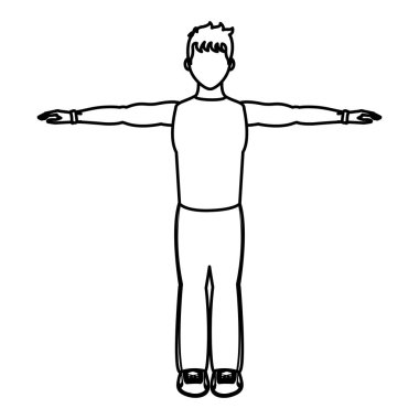 satır sporcu adam egzersiz fitness eğitim vektör çizim