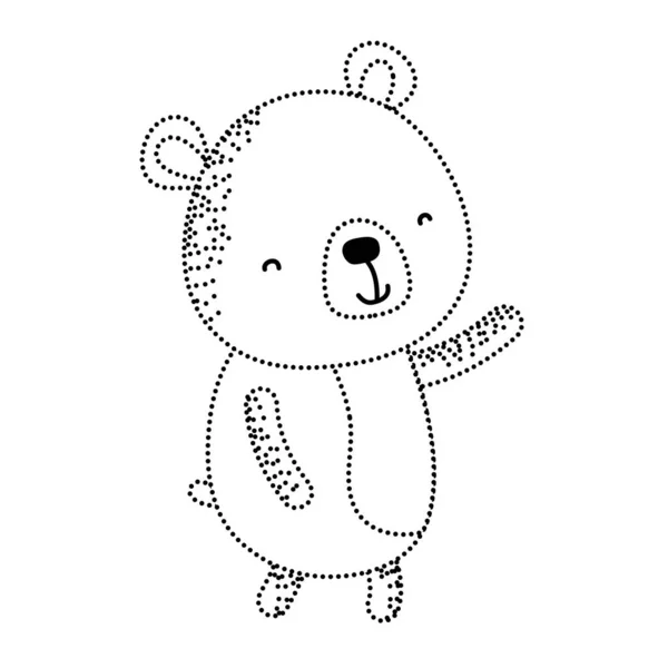 Kropkowane Kształt Happy Bear Dzikich Zwierząt Ręka Wektor Ilustracja — Wektor stockowy