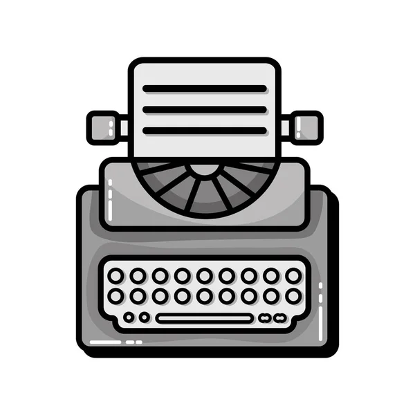 灰度复古打字机设备与商业文档向量例证 — 图库矢量图片