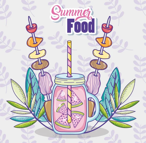 Jugo Verano Vector Alimentos Ilustración Diseño Gráfico — Vector de stock