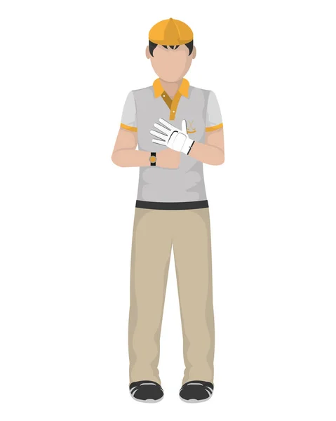 男孩高尔夫球手与运动制服和手套向量例证 — 图库矢量图片