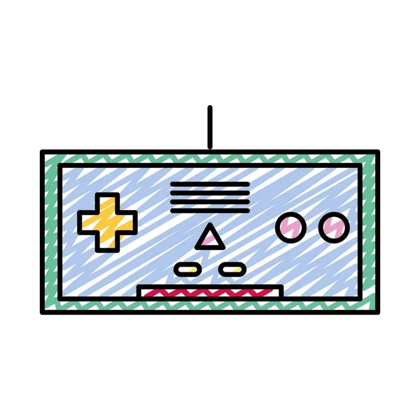 Consola Videojuegos Electrónica Doodle Con Simulador Botones Vector Ilustración — Vector de stock