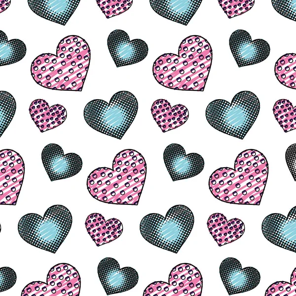 Doodle Herzen Symbol Der Liebe Und Leidenschaft Hintergrund Vektor Illustration — Stockvektor