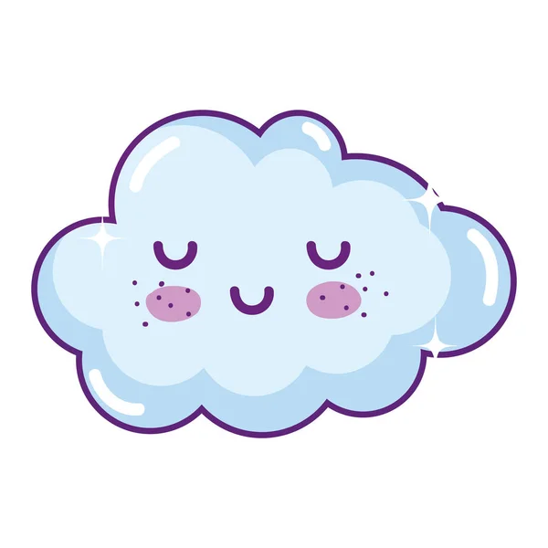Kawaii Glückliches Wolkenwetter Himmelsvektor Illustration — Stockvektor