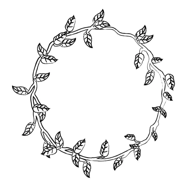 Гранж Круга Деревенская Ветвь Природой Листья Векторной Иллюстрации — стоковый вектор