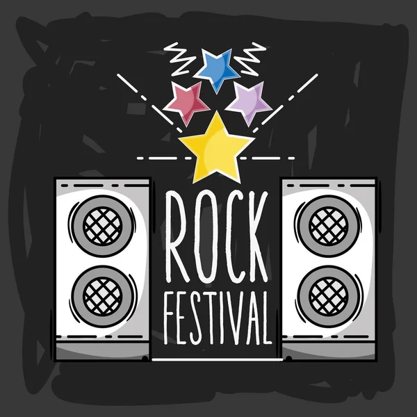 Rock Koncert Festivalu Hudební Událostí Vektorové Ilustrace — Stockový vektor