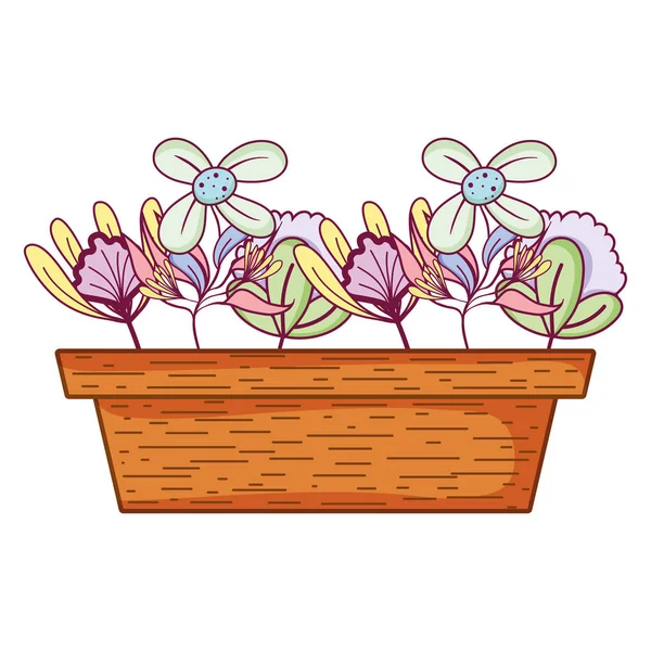 Exotische Blumen Pflanzen Stil Pflanztopf Vektor Illustration — Stockvektor