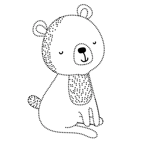 Kropkowane Kształt Szczęśliwy Niedźwiedź Siedzi Zwierzę Ilustracji Wektorowych Ogon — Wektor stockowy