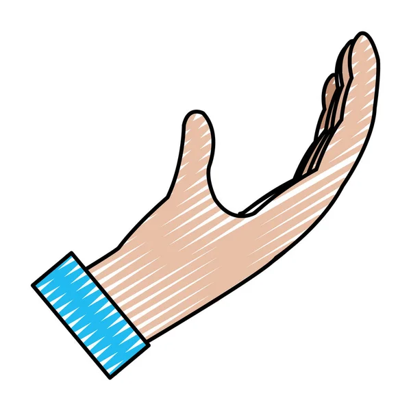 Doodle Business Man Hand Sign Fingers Gesture Vector Illustration — Stock Vector