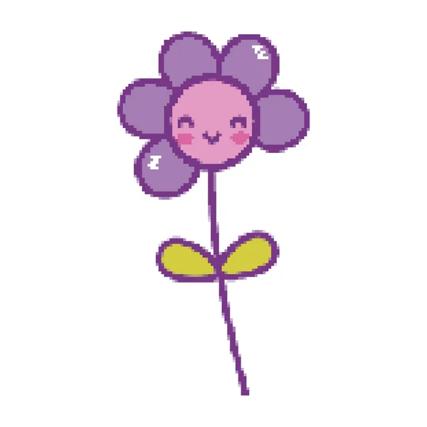Pixel Kawaii Fleur Plante Jeu Vectoriel Illustration — Image vectorielle