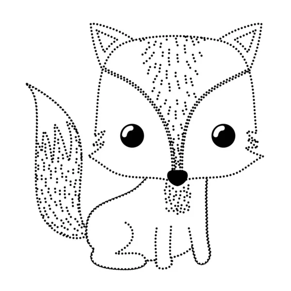 Prickade Formen Glad Fox Sittande Djur Med Svans Vektorillustration — Stock vektor
