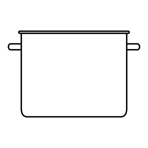 Line Metal Pot Cooking Kitchen Utensil Vector Illustration — Stock Vector
