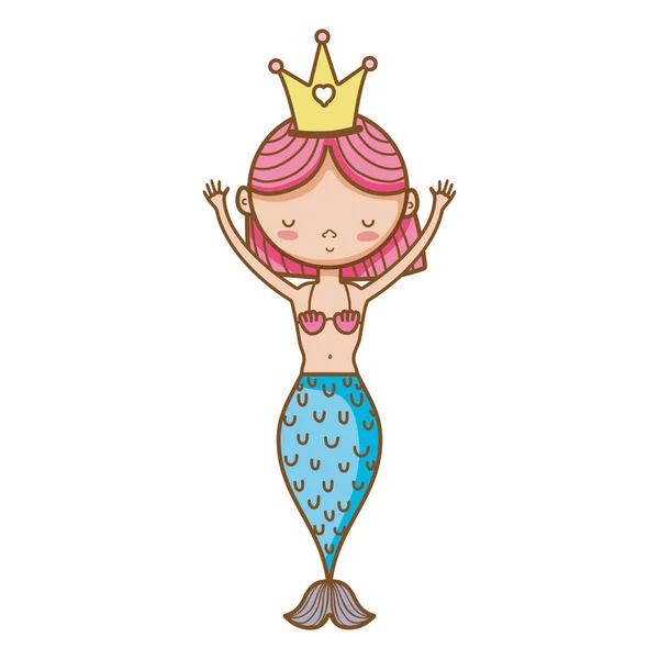 Happy Woman Siren Crown Hands Vector Illustration — Stock Vector
