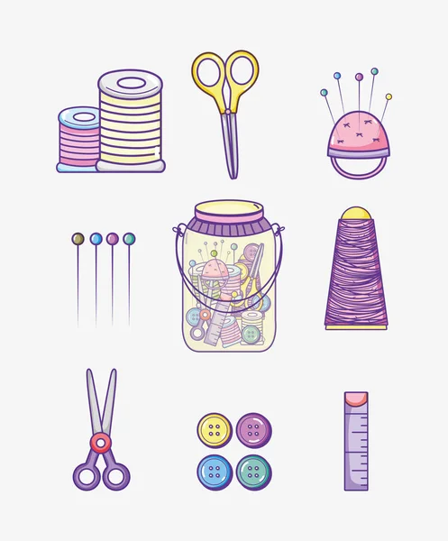 Set Craft Supplies Collection Vector Illustration Graphic Design — Stock Vector