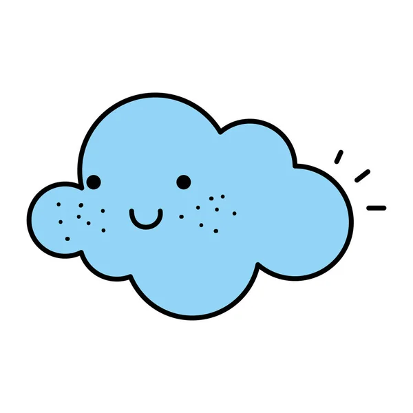 Color Kawaii Happy Cloud Natural Weather Vector Illustration — Stock Vector