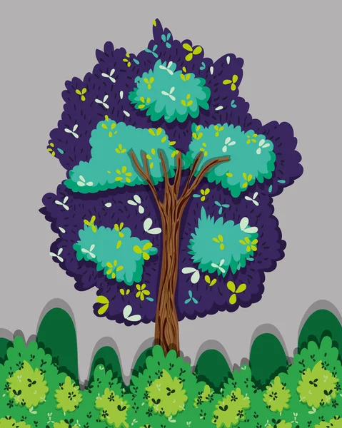 Дерево Векторной Лесной Иллюстрации Графический Дизайн — стоковый вектор