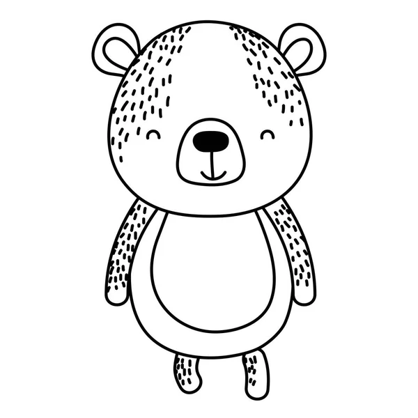 Линия Счастливый Медведь Дикие Милые Животные Векторные Иллюстрации — стоковый вектор