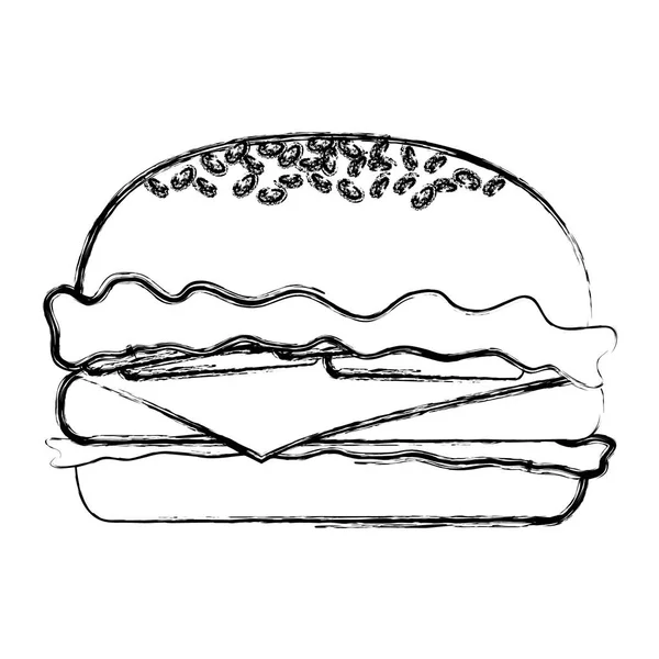 Grunge Delicioso Hambúrguer Saudável Fast Food Lanche Vetor Ilustração — Vetor de Stock