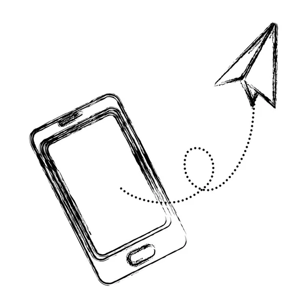 Comunicação Tecnologia Smartphone Grunge Com Ilustração Vetor Plano Papel — Vetor de Stock