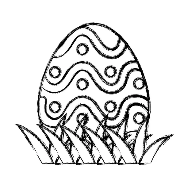 Grunge Egg Easter Points Decoration Holiday Vector Illustration — Stock Vector