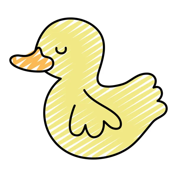 Doodle Kind Rubber Duck Speelgoed Object Vectorillustratie — Stockvector