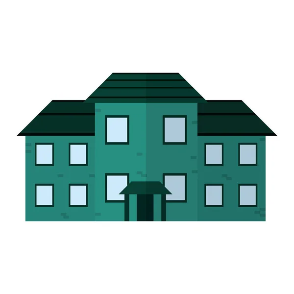 Groot Huis Residentie Met Ramen Deur Vectorillustratie — Stockvector