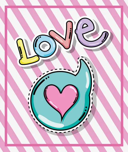可爱可爱的卡与心脏内气泡矢量插图图形设计 — 图库矢量图片
