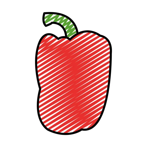 Doodle Natural Pimenta Vegetal Orgânico Alimento Vetor Ilustração —  Vetores de Stock