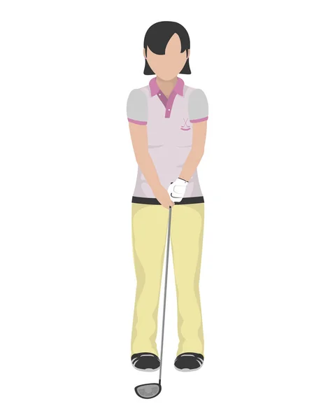 Golfeur Femme Avec Uniforme Sport Illustration Vectorielle Chauve Souris — Image vectorielle