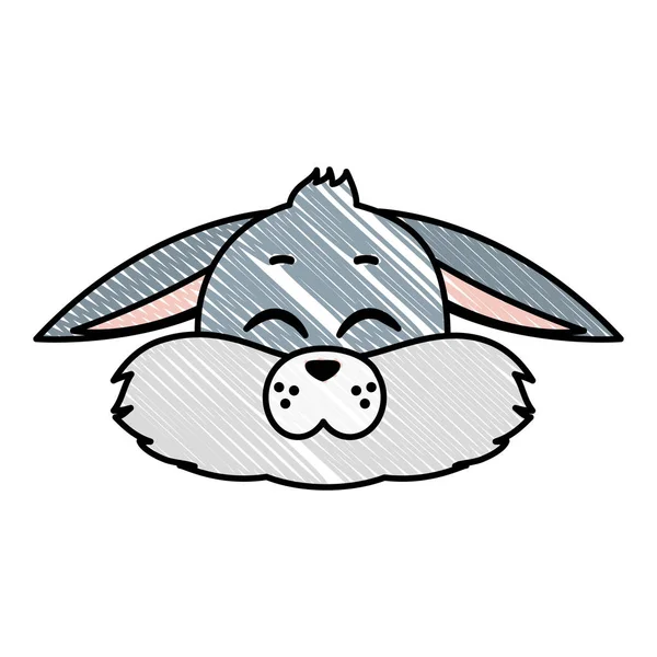 Doodle Animale Coniglio Selvatico Con Gli Occhi Chiusi Vettoriale Illustrazione — Vettoriale Stock