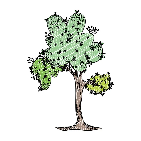 Garabato Árbol Natural Con Levas Ramas Diseño Vector Ilustración — Archivo Imágenes Vectoriales