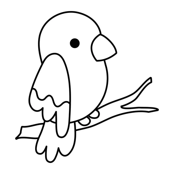 Line Beauty Parrot Bird Animal Branch Vector Illustration — Stock Vector