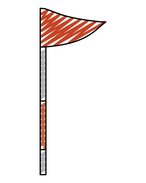 Doodle Bandeira Buraco Sinal Para Jogar Golfe Vetor Ilustração —  Vetores de Stock