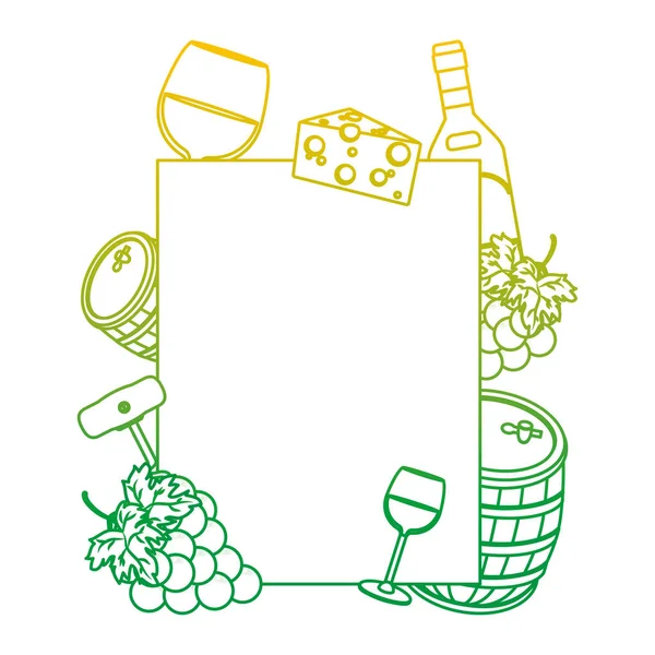 Linea Degradata Emblema Design Con Alcol Vino Bevanda Vettoriale Illustrazione — Vettoriale Stock