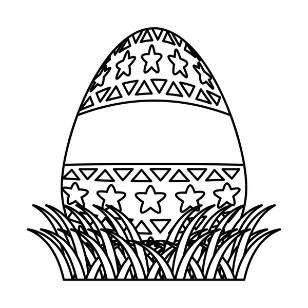Line Egg Easter Stars Geometric Decoration Vector Illustration — Stock Vector