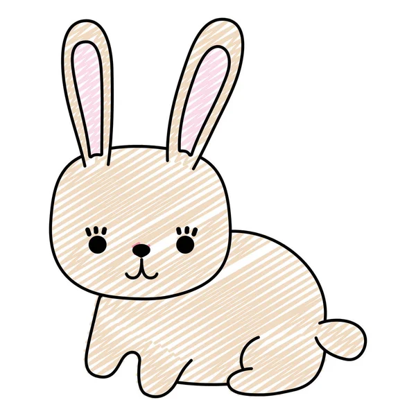 Doodle Rabbit Sitting Cute Wild Animal Vector Illustration — Stock Vector
