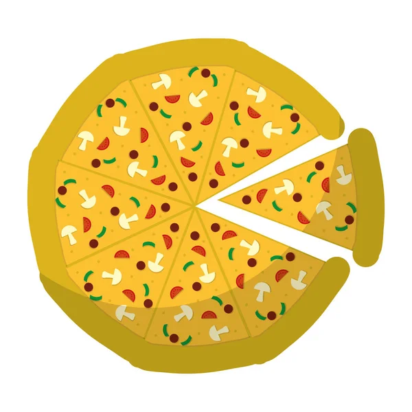Νόστιμη Πίτσα Fastfood Ανθυγιεινά Υλικά Εικονογράφηση Διάνυσμα — Διανυσματικό Αρχείο