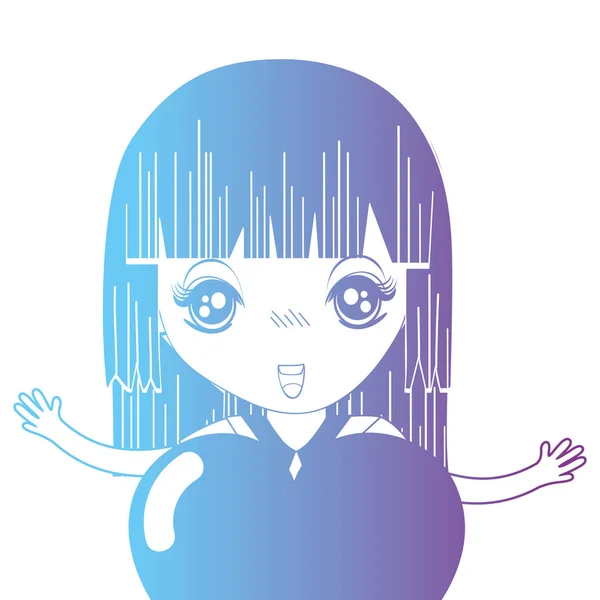 Linha Avatar Menina Com Penteado Desenho Coração Vetor Ilustração — Vetor de Stock