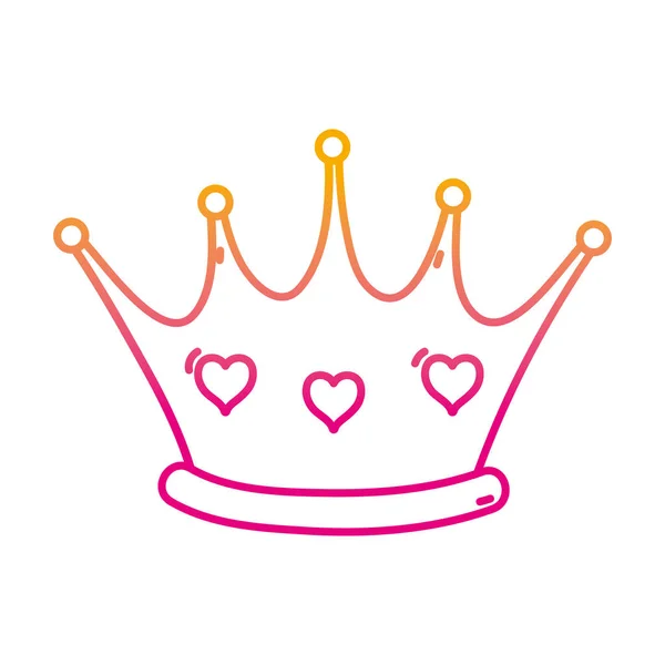 degraded line queen luxury crown with hearts decoration vector illustration