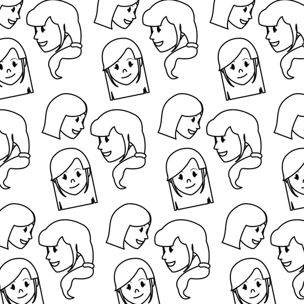 髪型背景ベクトル イラスト ライン幸せな女性ヘッド — ストックベクタ