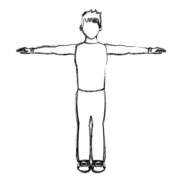 Grunge Idrottsman Man Motion Fitness Utbildning Vektorillustration — Stock vektor