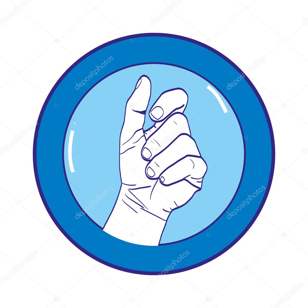 duo color sticker with hand protest revolution symbol vector illustration
