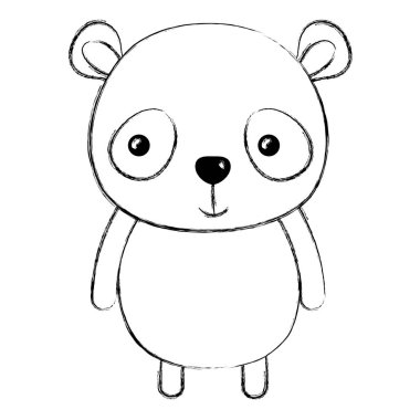 Grunge mutlu panda vahşi sevimli hayvan vektör çizim