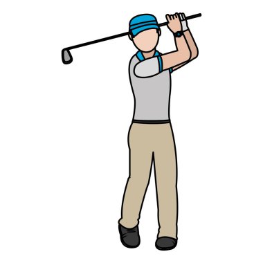renk çocuk golfçü tek tip oyun golf vektör çizim ile