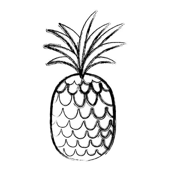Grunge Tropical Abacaxi Frutas Exótico Nutrição Vetor Ilustração — Vetor de Stock