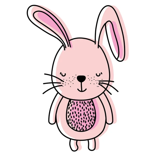 Couleur Déplacée Heureux Lapin Sauvage Mignon Animal Vecteur Illustration — Image vectorielle