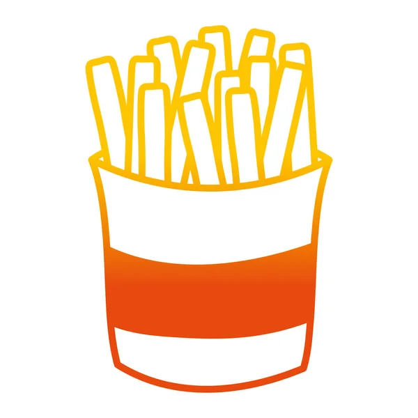 Abgebaut Linie Pommes Frites Französisch Ungesunde Kalorien Lebensmittel Vektor Illustration — Stockvektor