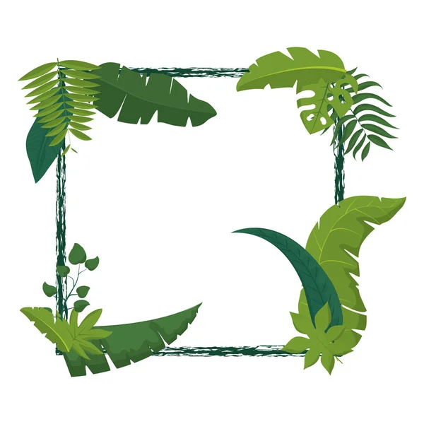 Quadratische Natürliche Pflanze Blätter Dekoration Vektor Illustration — Stockvektor
